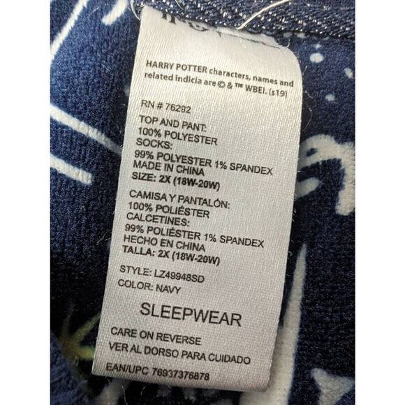 Harry Potter Star Constellation Long Sleeve Pajama PJs Top Navy Women's 2X - Picture 3 of 4